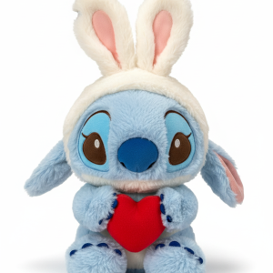 eluche de stitch con orejas de conejo y sosteniendo un corazÓn